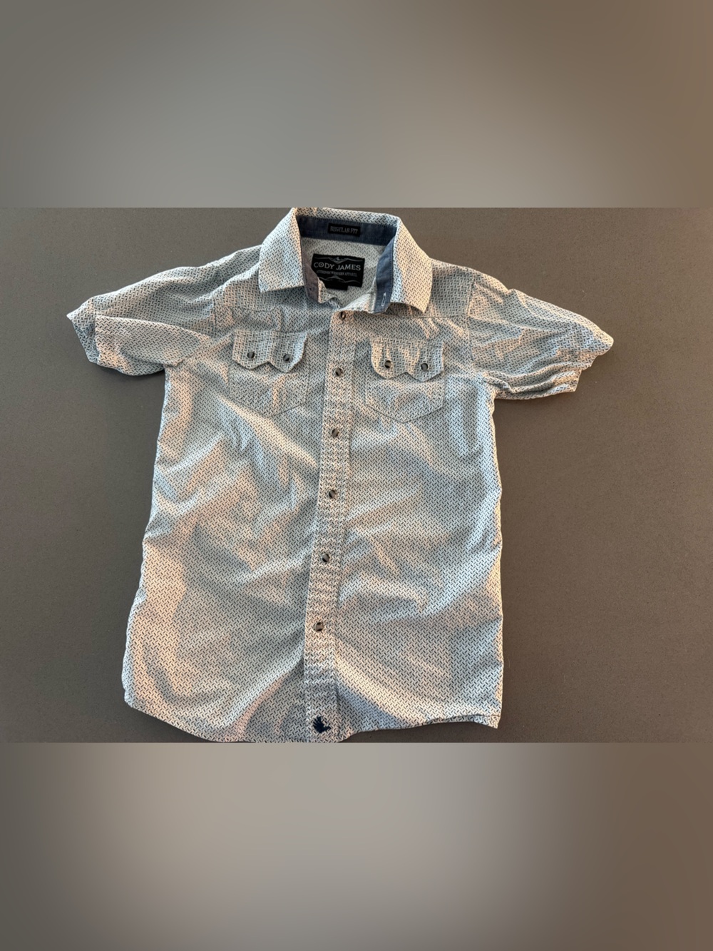 Cody James Short Sleeve Button-Up Shirt in Light Blue Pattern